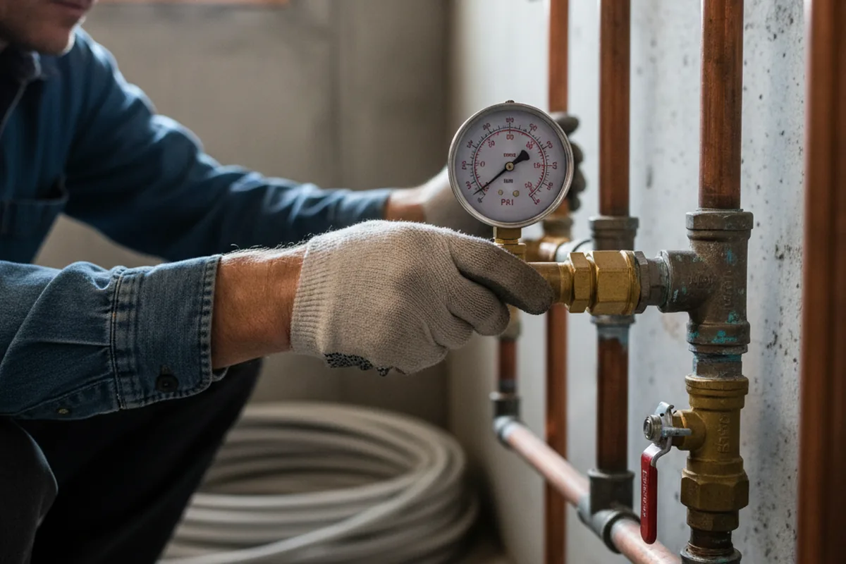 Pressure testing a repaired line during Water Line Repair in Rayne